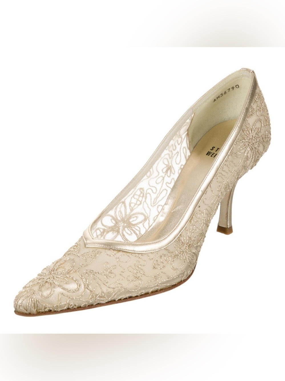 STUART WEITZMAN AUTHENTIC GOLD BROCADE EMBROIDERED LEATHER PUMPS ✨